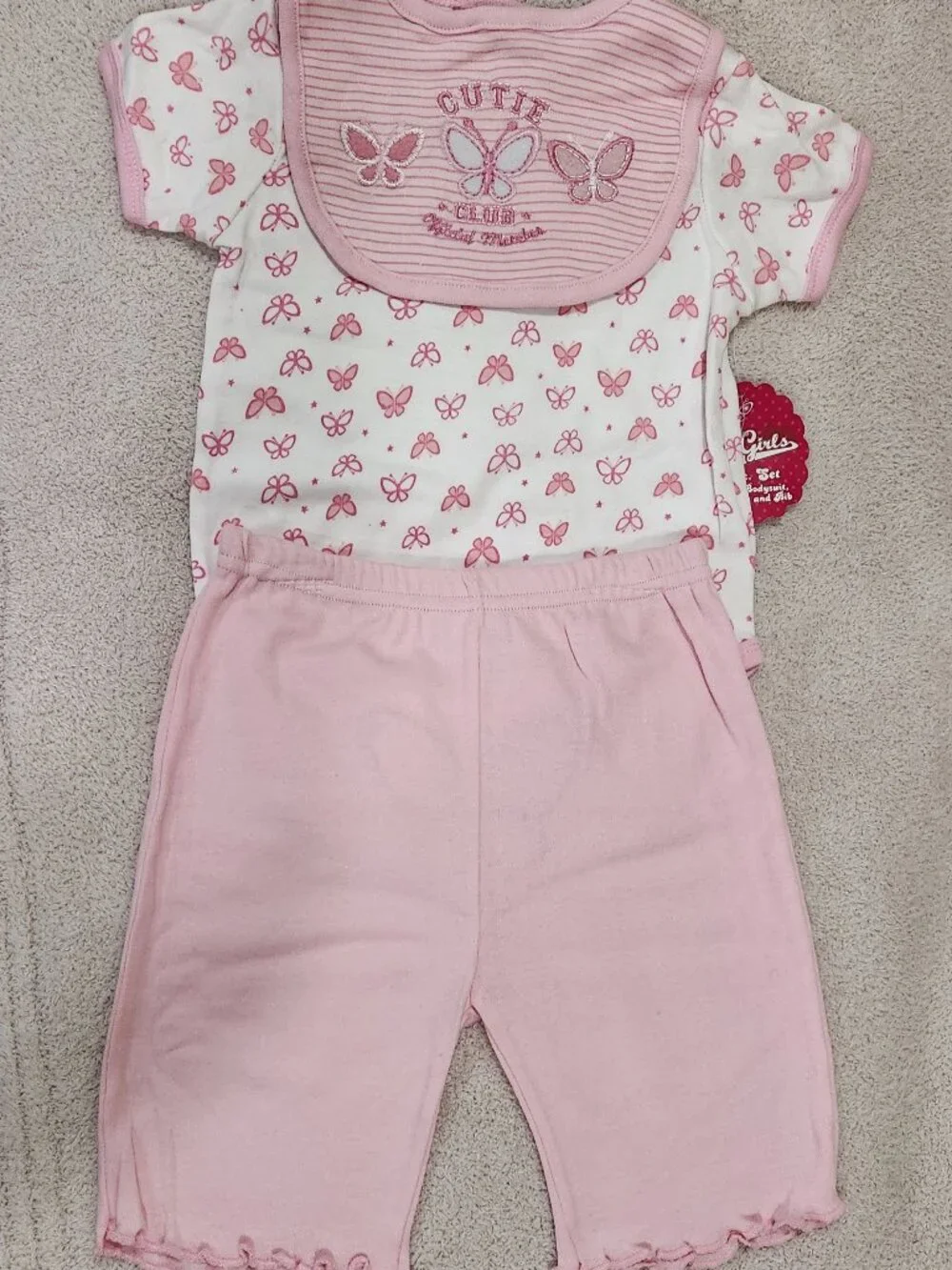 Only Girls - Baby Girls' 3-Pc Butterfly Onesie Set